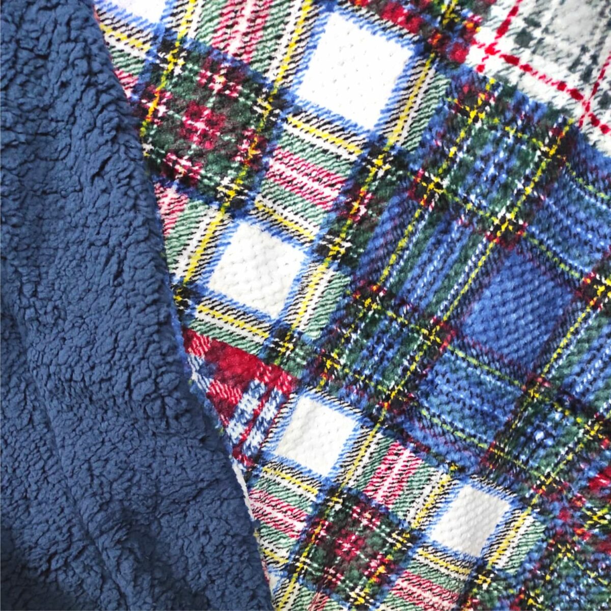 coperta-bubble-tartan-scozzese-calda-morbida-invernale-con-sherpa-dettaglio