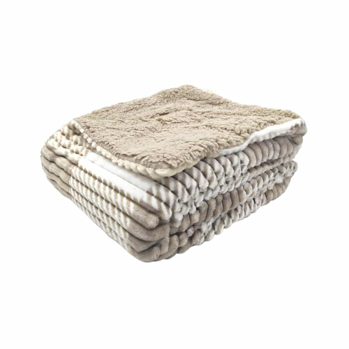 coperta-traverso-beige-quadrettoni-calda-morbida.invernale-con-sherpa-piegata