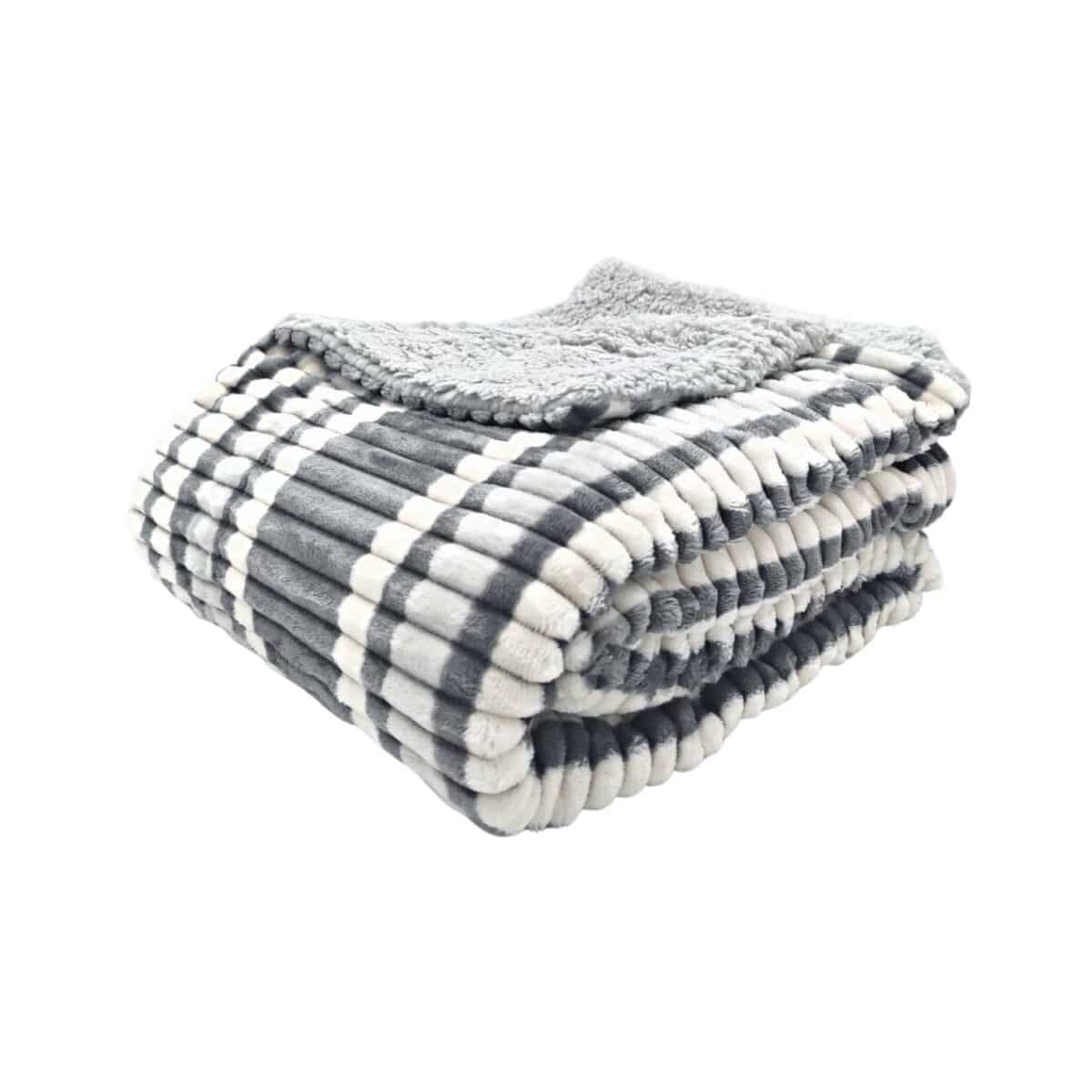 coperta-traverso-grigio-quadrettoni-calda-morbida.invernale-con-sherpa-piegata
