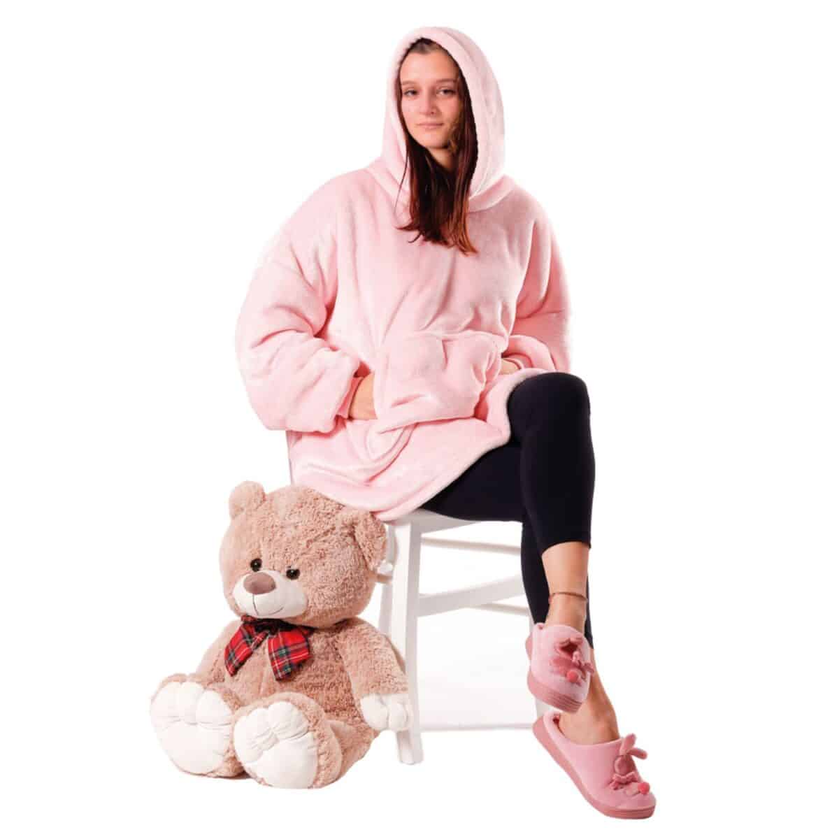 felpone-sherpa-tinta-unita-rosa-grigio-tortora-cappuccio-pile-coperta-maniche-aperta