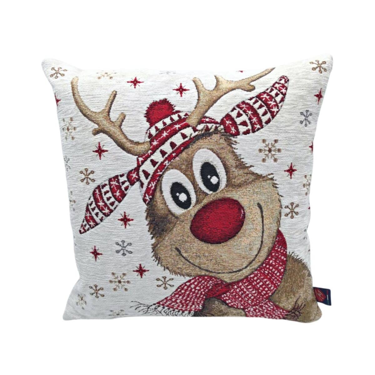 Cuscino Arredo Renna Rudolf Imbottito Ciniglia Made In Italy
